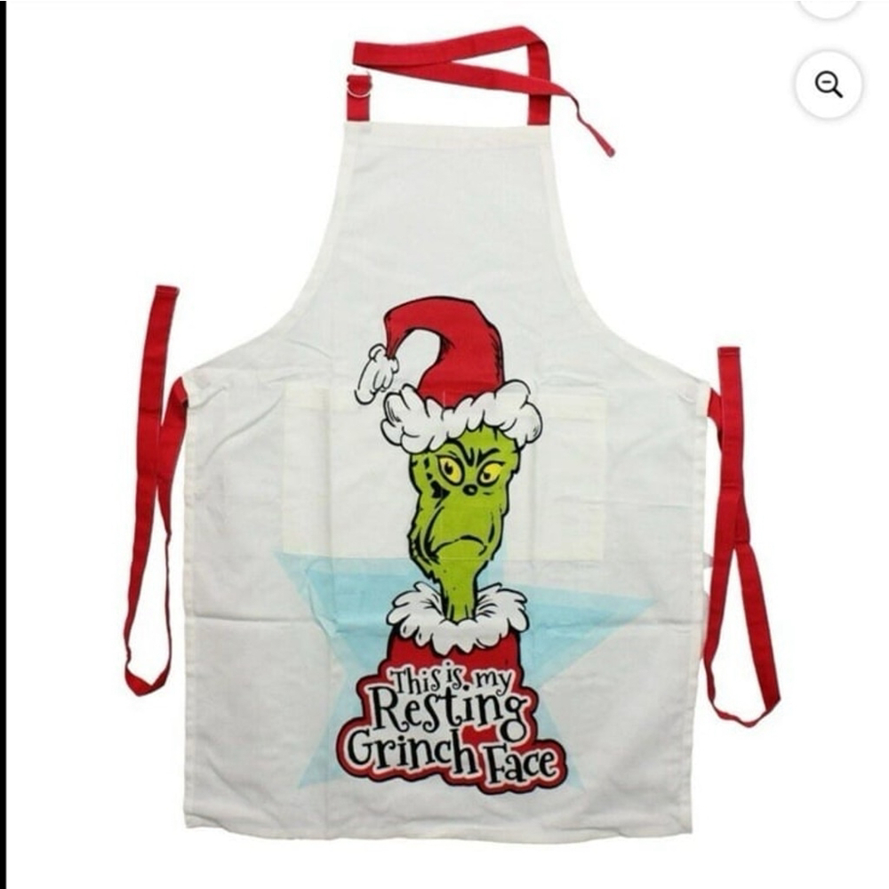 Dr. Seuss Stole Christmas Resting Grinch Face Kitchen Cooking Apron NWT